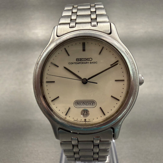Seiko Contemporary Basic Watch Men 33mm White Dial Silver Round 5H23-6B90 NewBat0