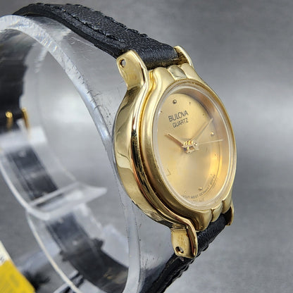 Bulova Watch Watch Women 20mm Gold dial Gold Tone Round New Batt NOS 92E965