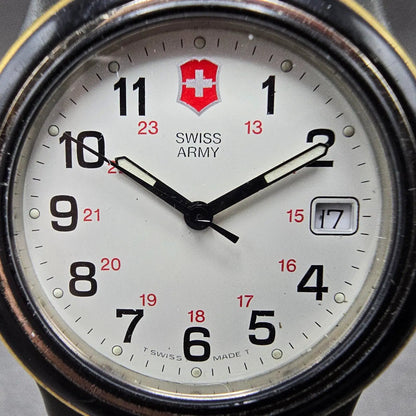 Victorinox Swiss Army Watch Men 39mm White Dial Black Silver Date New Battery1