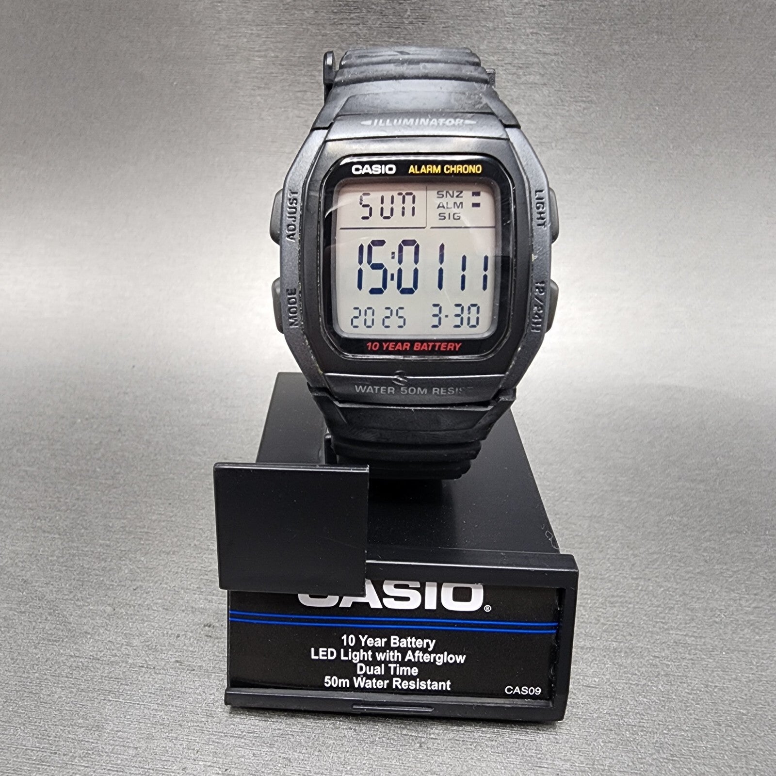 Casio W96H Watch Men 35mm Digital Black Tone Alarm Chrono Rectangle New Battery0