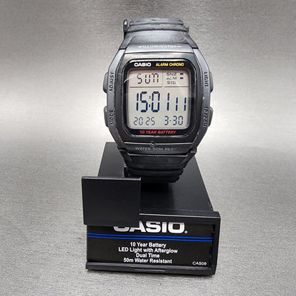 Casio W96H Watch Men 35mm Digital Black Tone Alarm Chrono Rectangle New Battery0