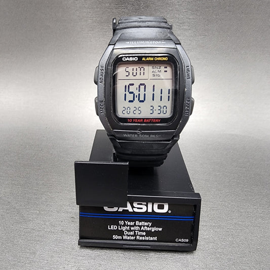 Casio W96H Watch Men 35mm Digital Black Tone Alarm Chrono Rectangle New Battery0