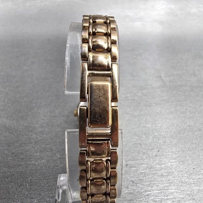 Seiko Watch Women 19mm Black Dial Gold Tone Round V401-0289 New Battery Vintage27