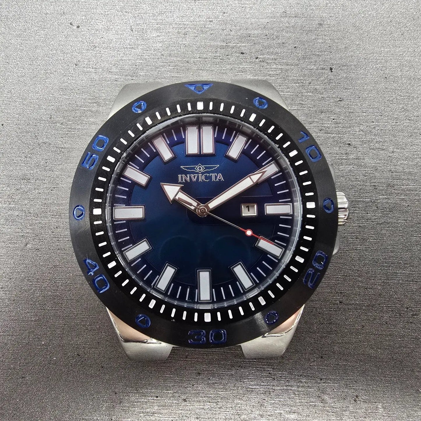 Invicta Pro Diver Watch Men 52mm Blue Dial Silver Tone Date 23482 New Battery0