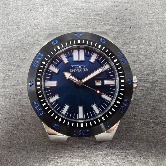 Invicta Pro Diver Watch Men 52mm Blue Dial Silver Tone Date 23482 New Battery0