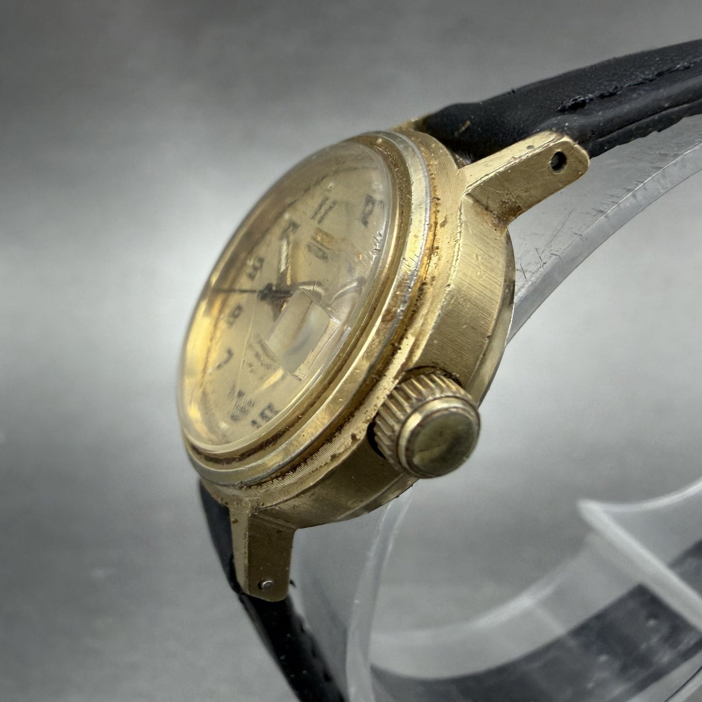 Seiko Automatic Watch Women 24mm Champagne Dial Gold Tone Date 2205-0599 READ!!!2