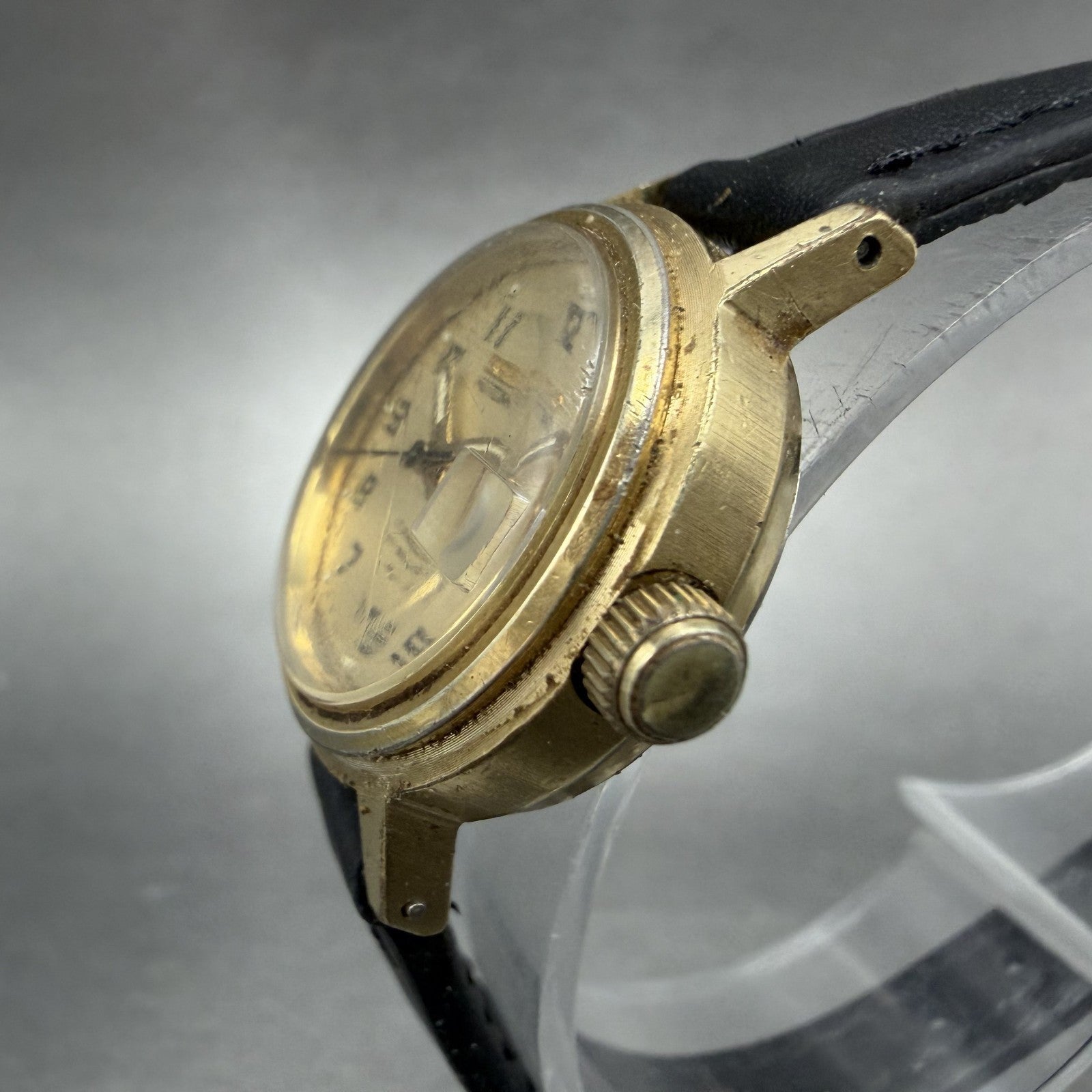 Seiko Automatic Watch Women 24mm Champagne Dial Gold Tone Date 2205-0599 READ!!!2