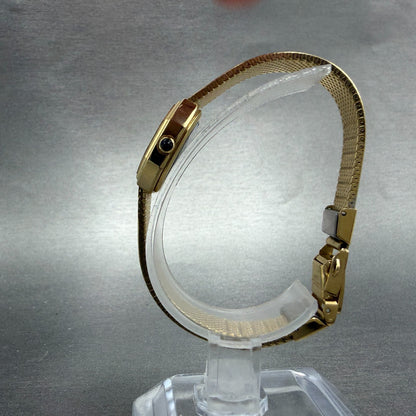 Seiko Watch Women 21mm Black Dial Gold Tone Octagon 2320-6110 New Battery VTG6