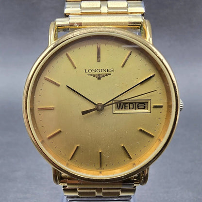 Longines Watch Men 33mm Gold Dial Gold Daydate Round L114.2 NO BACK!!!! New Batt0