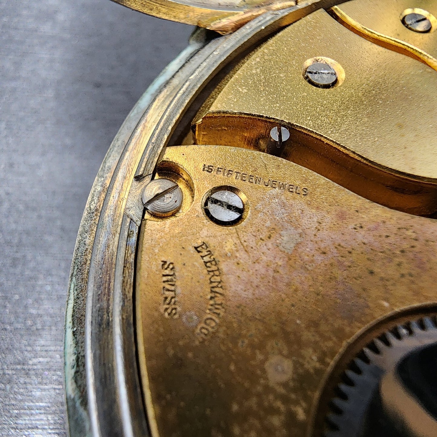 Eterna 8 Days Pocket Watch Men 70mm White Dial Steel Manual Wind PARTS17