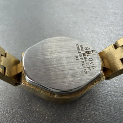 Bulova accutron Watch Women 18mm Gold Dial Gold Tone Oval New Battery VTG9