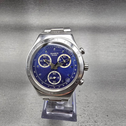 Swatch Irony Ciel Etoile Watch Men 40mm Blue Dial Silver Chrono YCS440 New Batt1