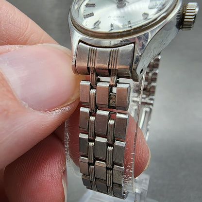 Seiko Automatic Watch Women 22mm Silver Dial Silver Tone Date 2205-0040 Runs