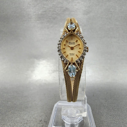 Armitron Deauville Diamond Watch Women 15mm Gold Dial Gold Tone Oval New Battery5