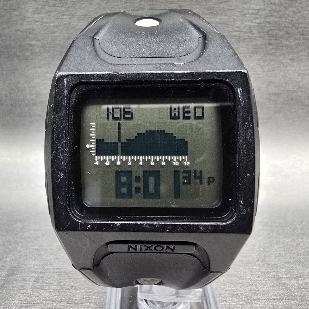 Nixon The Lodown Watch Men 41mm Black Digital Tide Alarm Chrono New Battery0