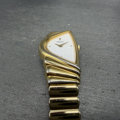 Seiko Half Moon Watch Women 20mm White Dial Gold Tone 1N00-5E09 New Battery2