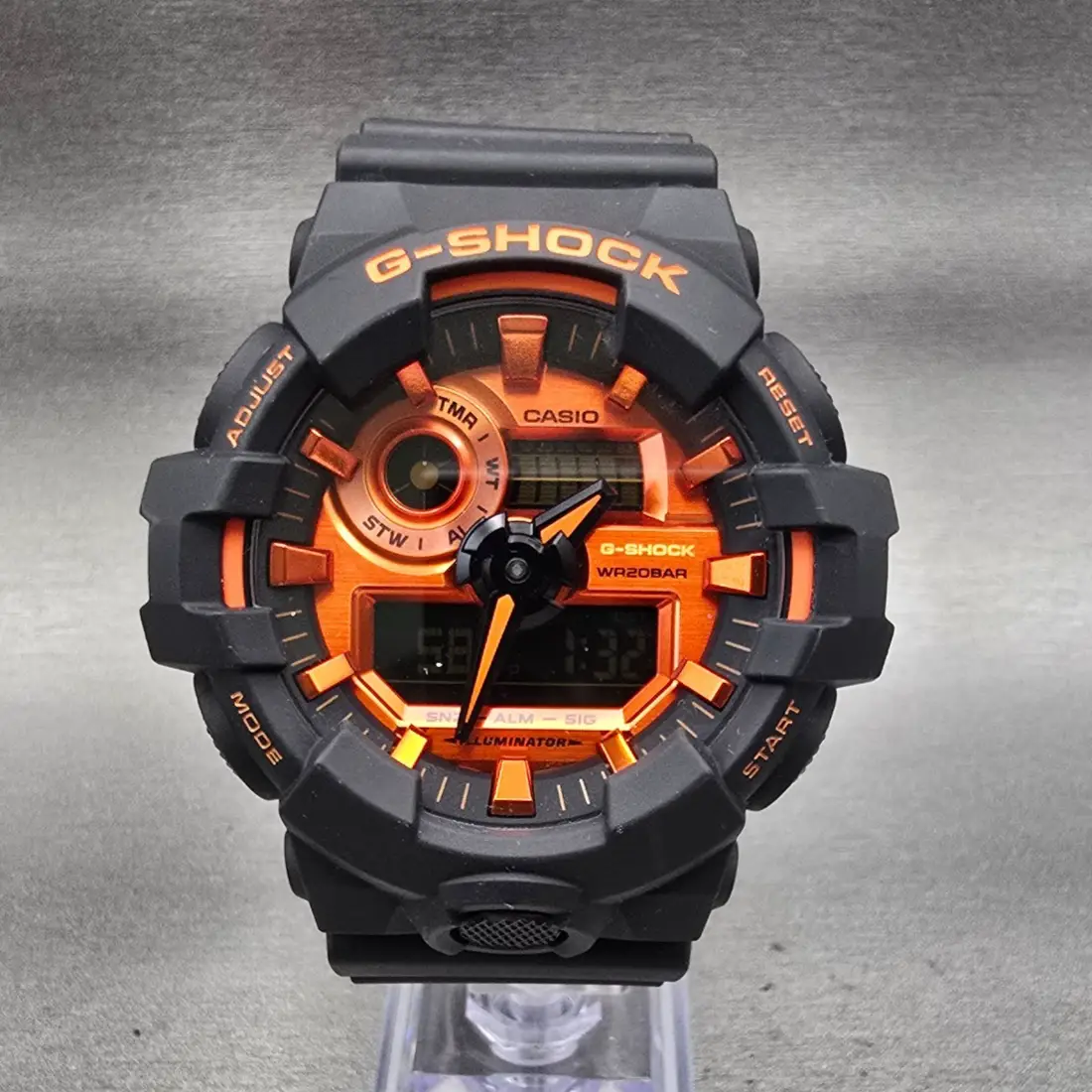 Casio G-Shock GA-700BR Watch Men 53mm Orange Dial Black Chrono Alarm New Battery0