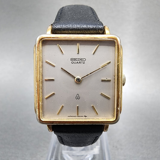 Seiko Watch Women 24mm Gray Dial Gold Tone Rectangle 433350 New Battery0