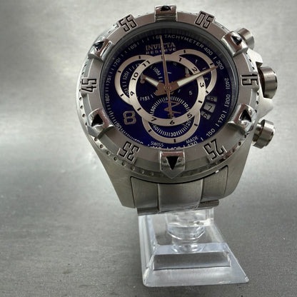 Invicta Reserve Chronograph Watch Men 52mm Blue Dial Steel Date 5526 New Battery5