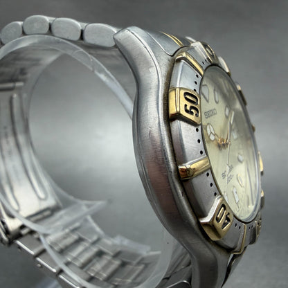 Seiko Scuba Watch Men 36mm Champagne Dial Two Tone Date 7N35-6010 New Battery3