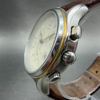 Timex Americana Chrono Watch Men 38mm White Dial Silver Tone Date T29413 New Bat2