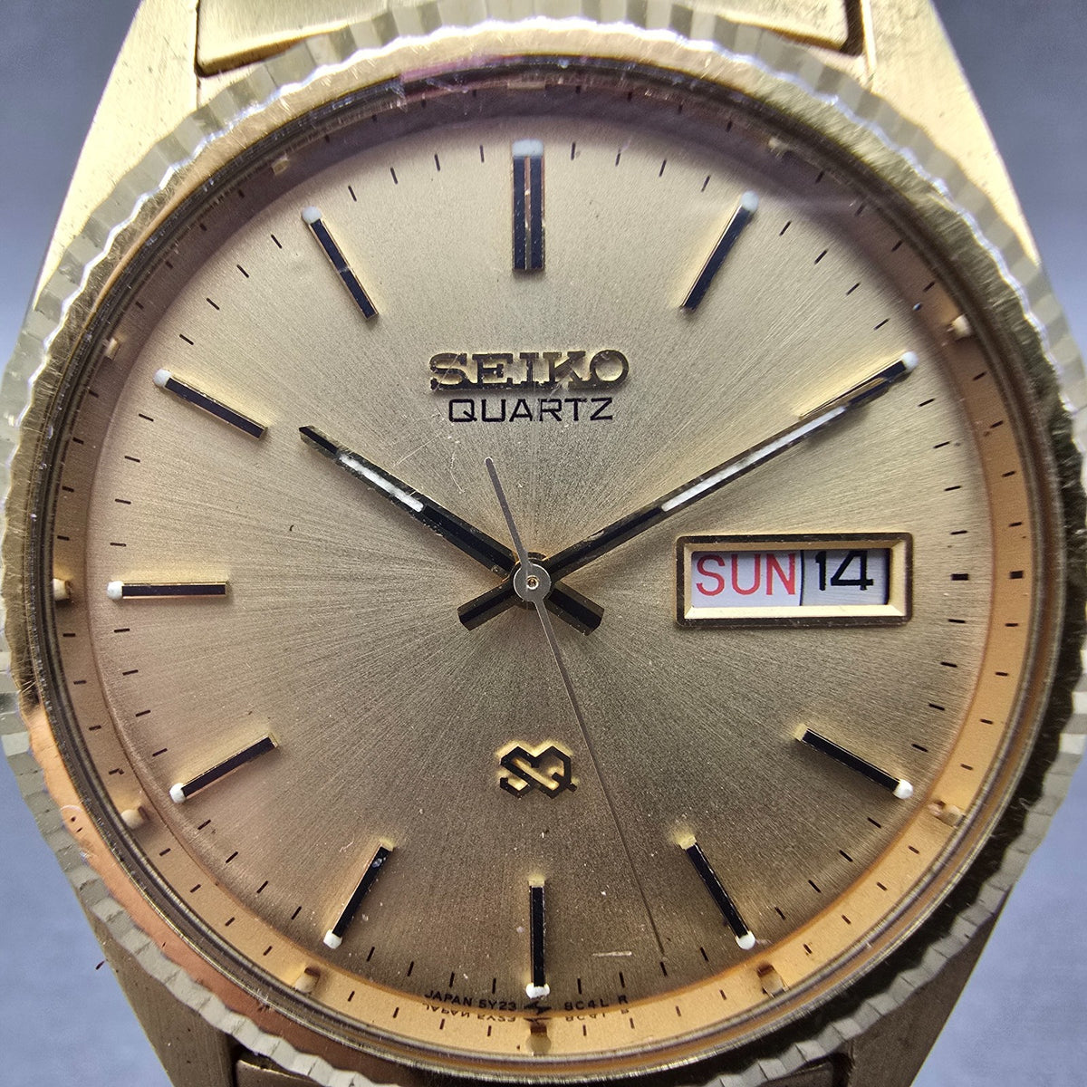 Seiko President Watch Men 35mm Gold Dial Gold Tone Daydate 5Y23-8A69 New Batt HH1