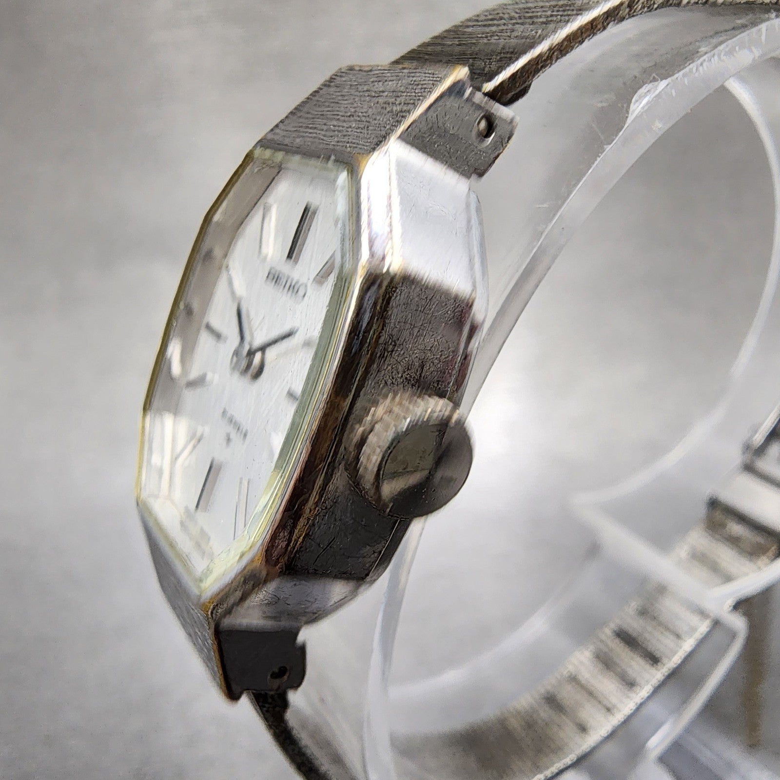 Seiko Watch Women 18mm Silver Dial Silver Tone Octagon Manual 113590 Runs2