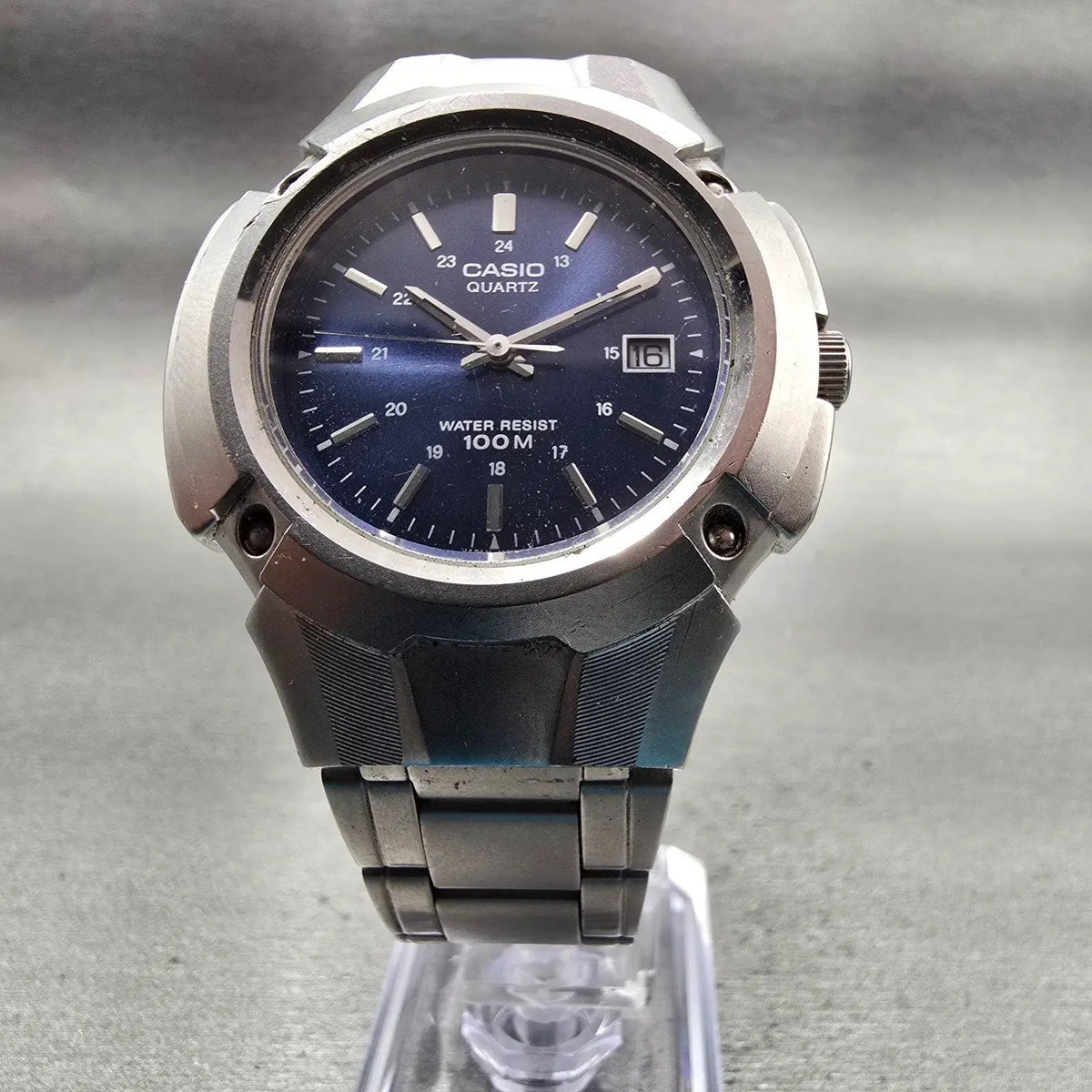 Casio Watch Men 40mm Blue Dial Silver Tone Date Round MTP-3036 New Battery5
