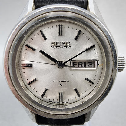 Seiko Automatic Watch Women 27mm Silver Dial Silver Tone Daydate Round Runs VTG1