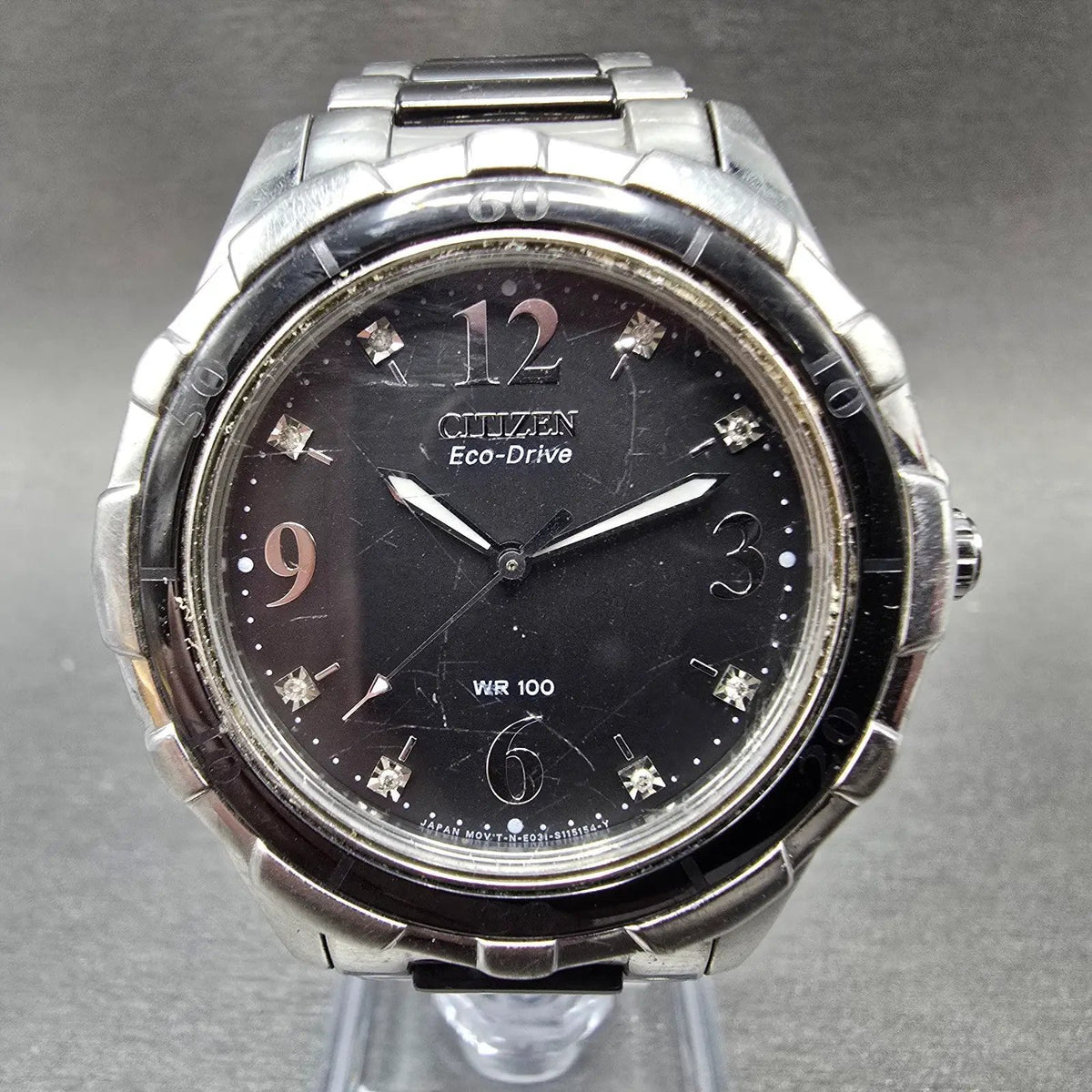 Citizen Eco-Drive Watch Women 37mm Black Dial Steel Ceramic Round EM0031-56E0