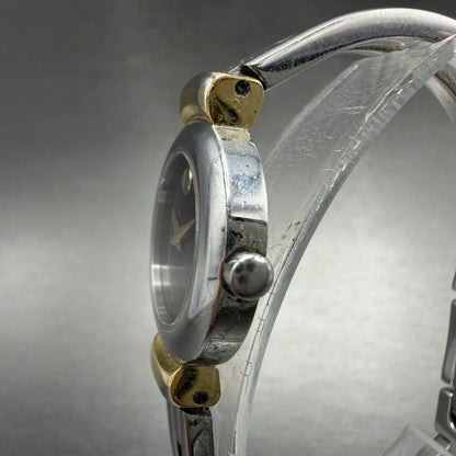 Movado Harmony Watch Women 23mm Black Dial Two Tone bangle Round New Battery AB2