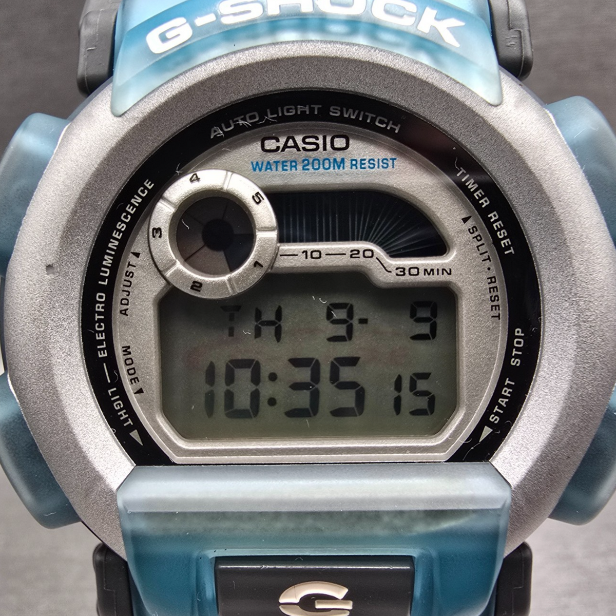 Casio G-Shock DW-003 Watch Men 45mm Gray Dial Blue Chrono Alarm New Battery1