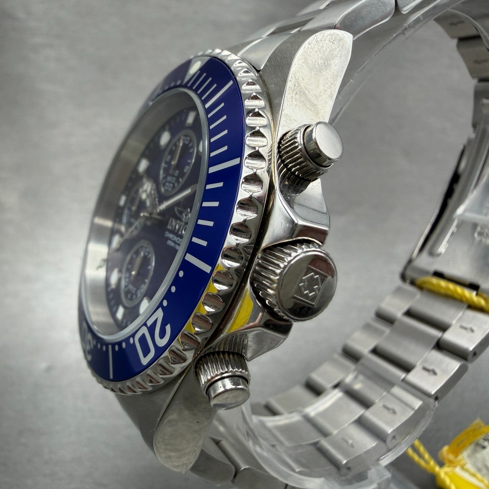 Invitca Pro Diver Chronograph Watch Men 43mm Blue Dial Steel 1769 Round New batt3