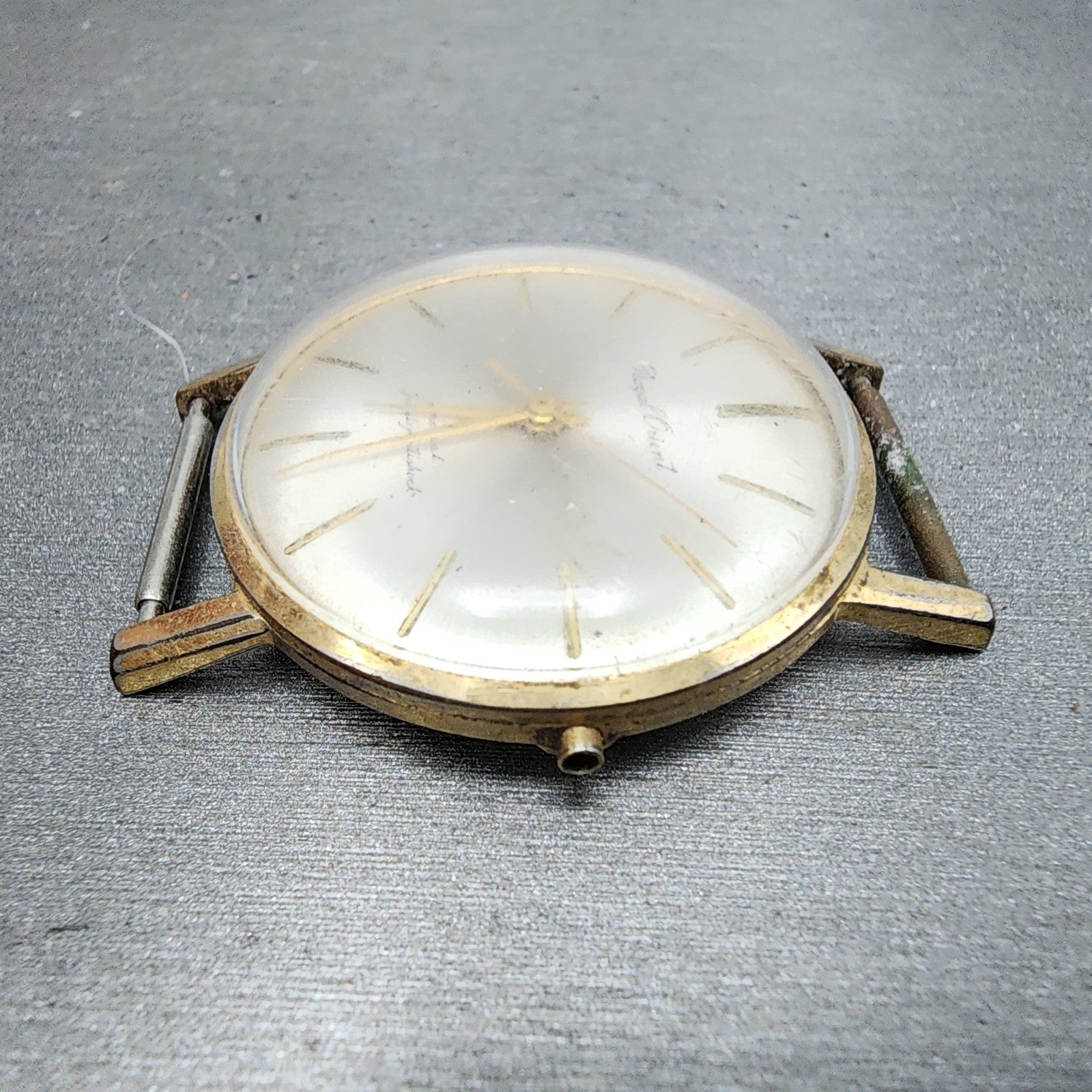 Royal Orient Watch Men 35mm Silver Dial Gold Tone 23 Jewels Manual WindPARTS6