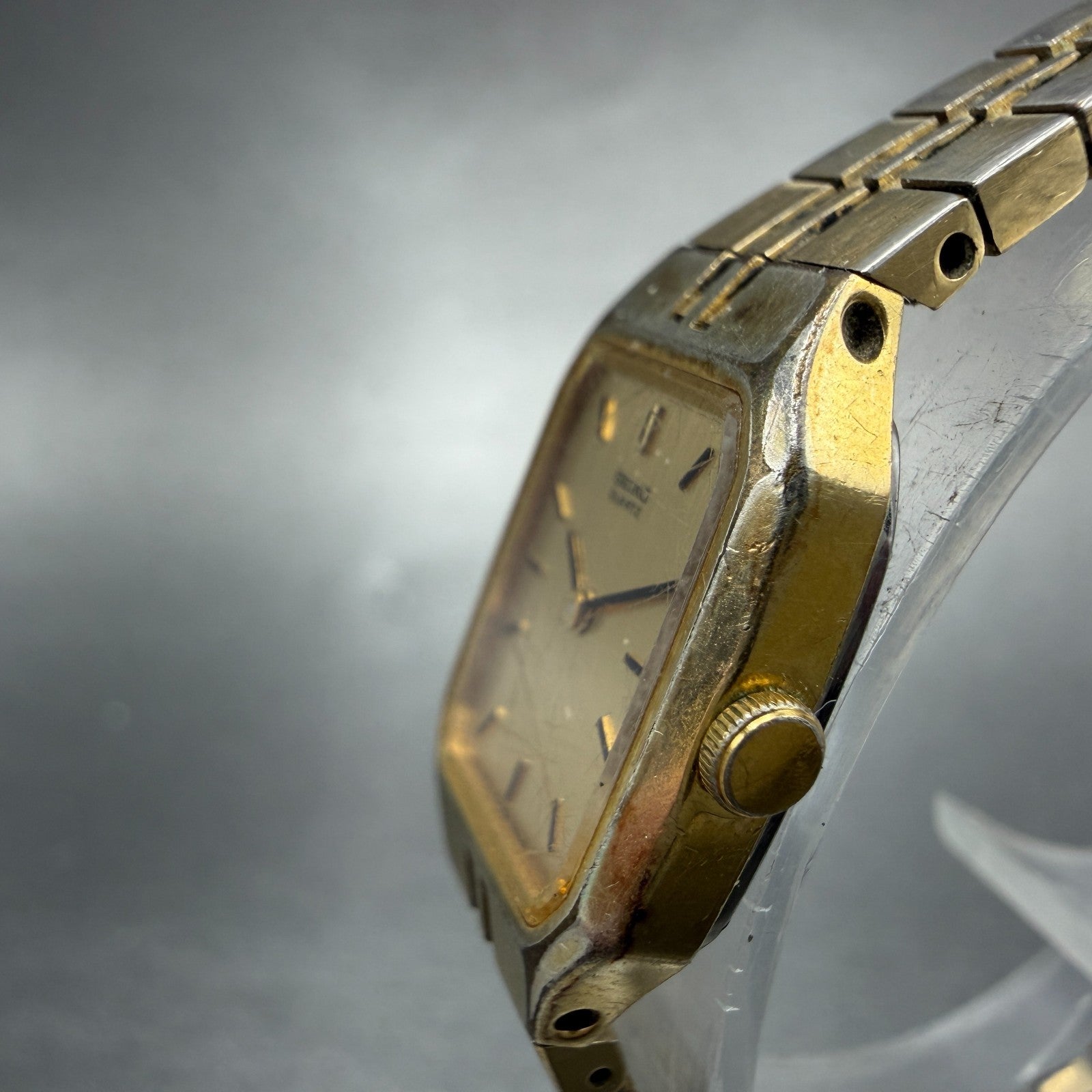 Seiko Watch Women 16mm Gold Dial Gold Tone Octagon 2C20-5209 New Battery Vintage2