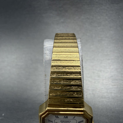 Seiko Watch Women 19mm White Dial gold Tone Octagon VTG 2320-6590 New Battery4