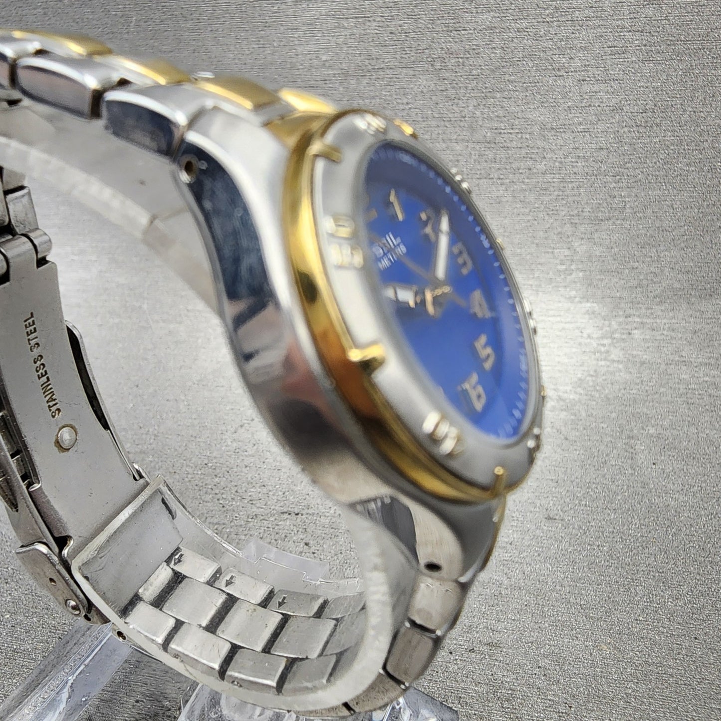Fossil Blue Dive Watch Women 29mm Blue Dial Two Tone AM3951 New Battery3
