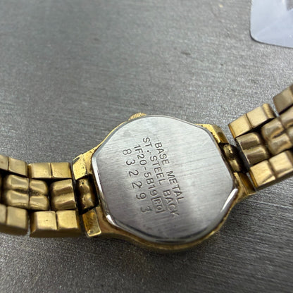 Seiko Watch Women 17mm Champagne DIla Gold Tone Oval 1F20-5B19 New Battery VTG9