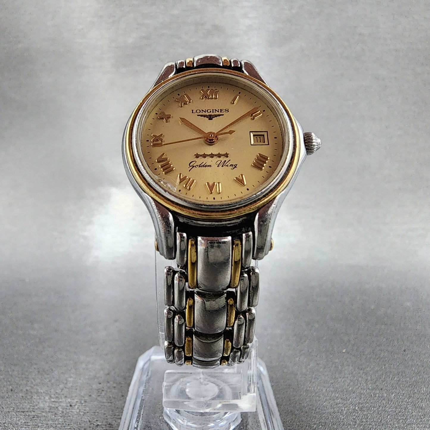 Longines Golden Wing Watch Women 26mm Champagne Dial Two Tone Date New Battery5