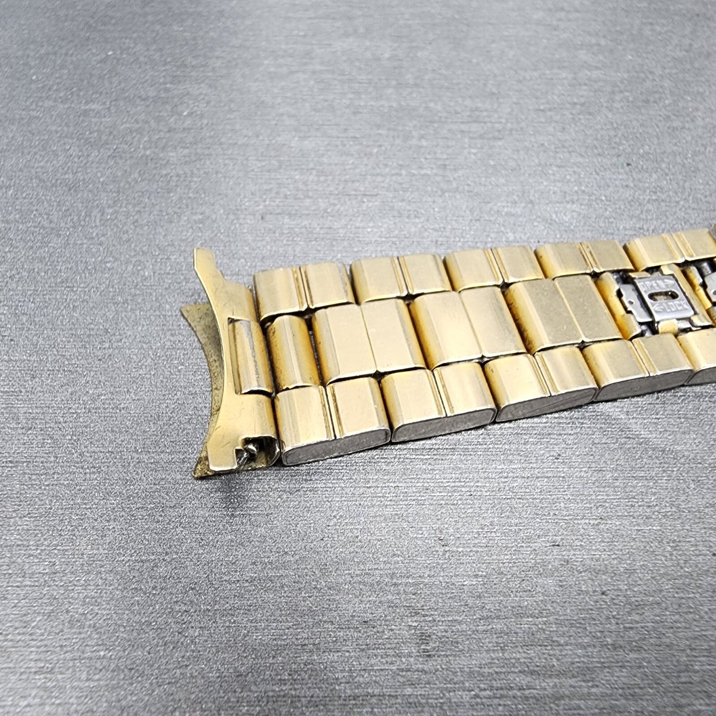 Omega Watch Bracelet 18mm 10KT Gold Filled Duchess USA Vintage Tri Folding Clasp10