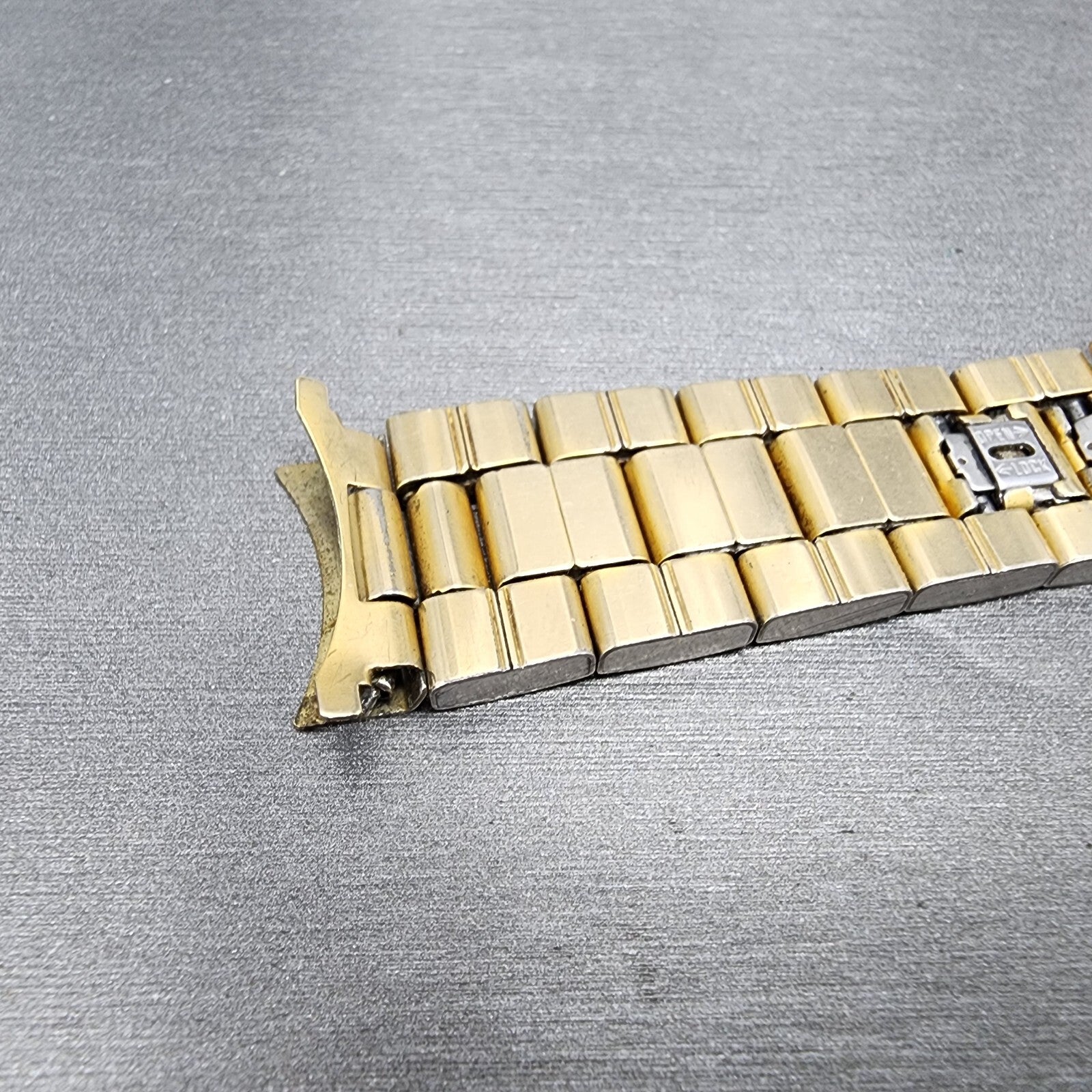 Omega Watch Bracelet 18mm 10KT Gold Filled Duchess USA Vintage Tri Folding Clasp10
