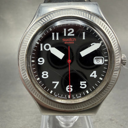Swatch Irony Uomo d'Onore Watch Men 37mm Black Dial Steel Date Round New Batt AB0