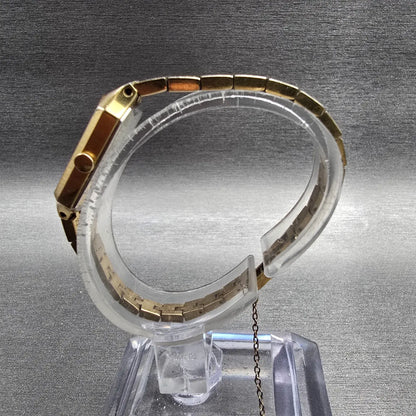Seiko Watch Women 13mm Gold Dial Gold Tone Rectangle 1320-5940 New Battery JP6