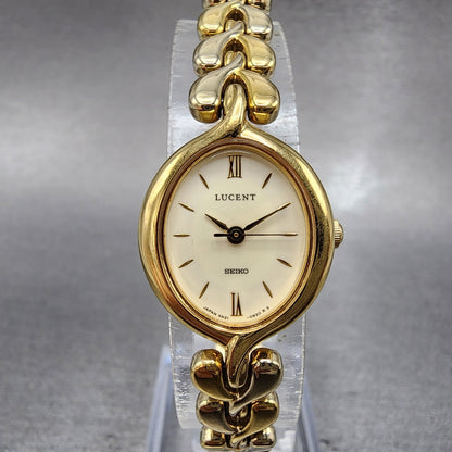 Seiko Lucent Watch Women 19mm Cream Dial Gold Tone 4n215160 New Battery0