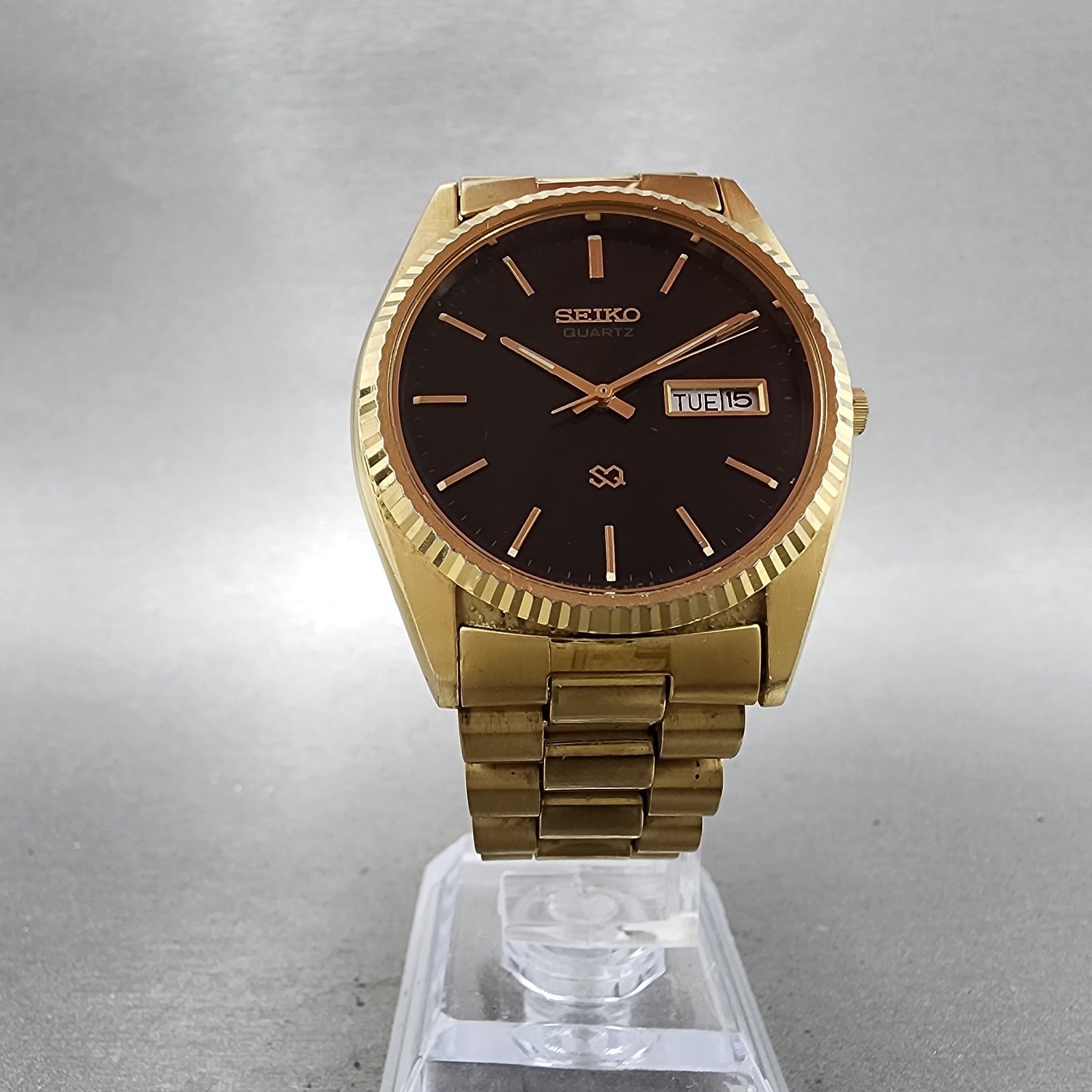 Seiko SQ President Watch Men 36mm Black Dial Gold Tone 5Y238A60 New Battery5