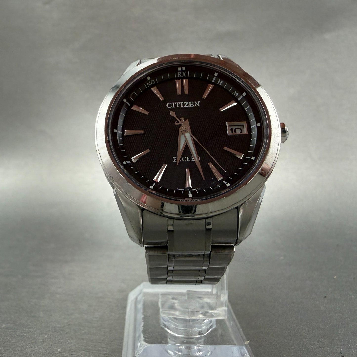 Citizen Eco-Drive Exceed Watch Men 37mm Black Dial Titanium Atomic Date READ!!!!6