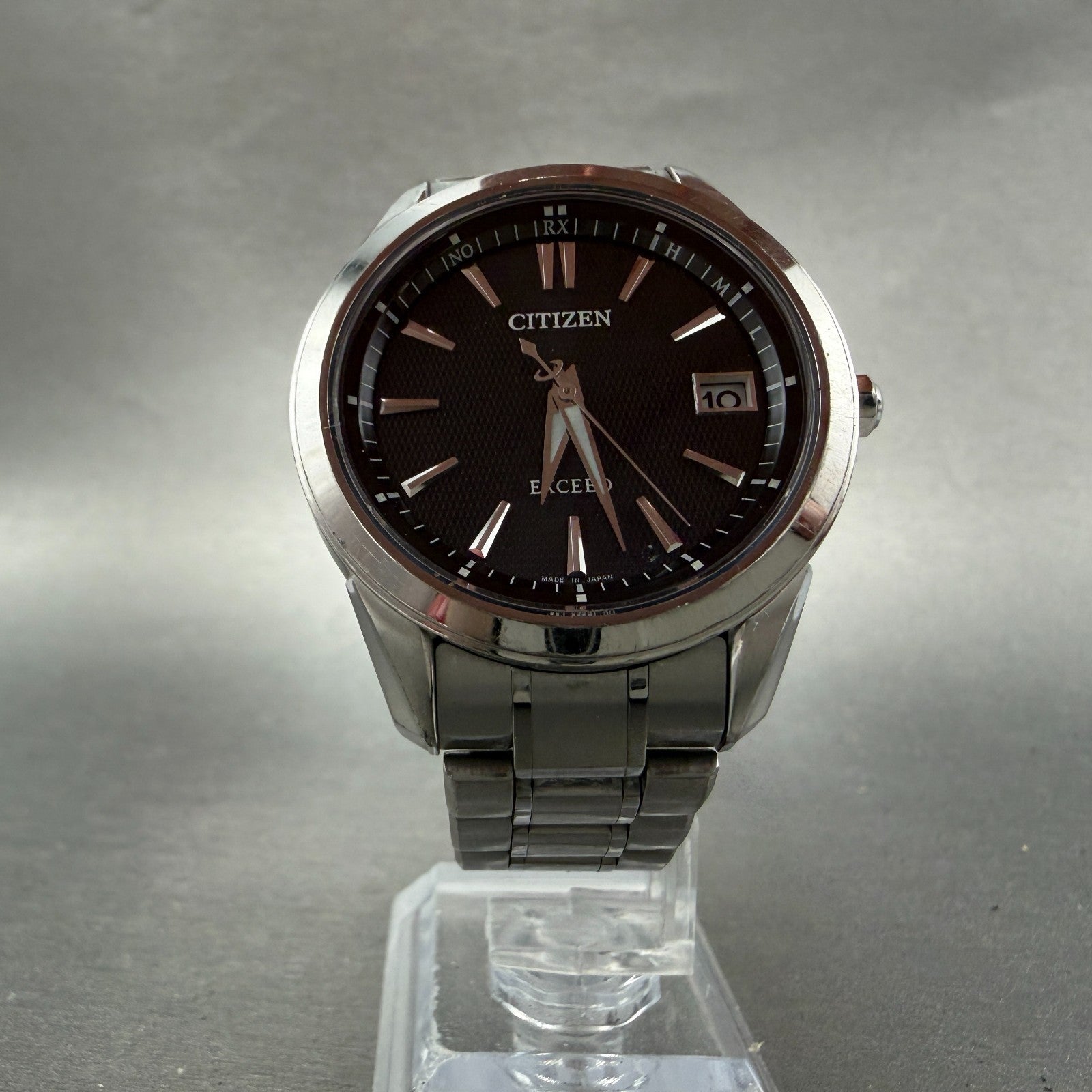 Citizen Eco-Drive Exceed Watch Men 37mm Black Dial Titanium Atomic Date READ!!!!6