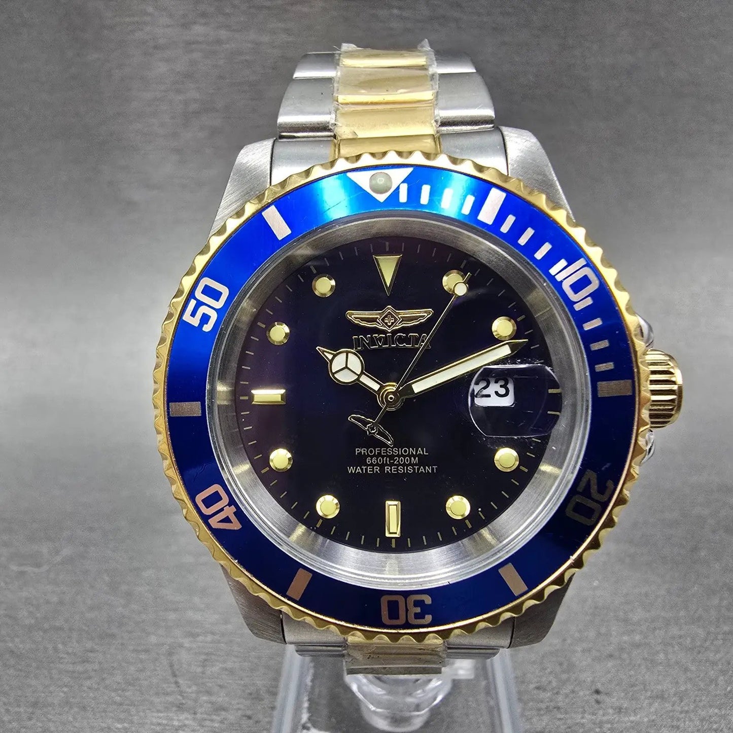Invicta Pro Diver Watch Men 40mm Blue Dial Two Tone Date 26972 New Battery0