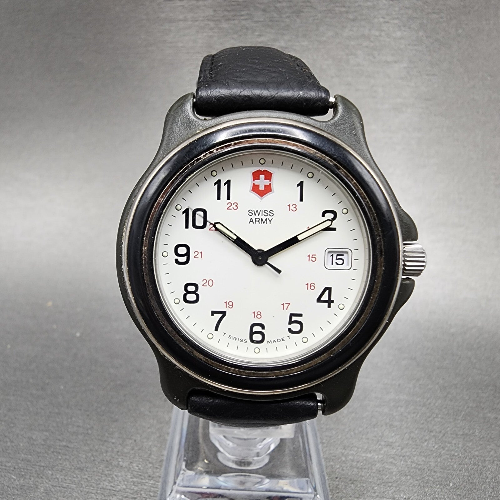 Victorinox Swiss Army Watch Men 39mm White Dial Black Tone Round New Battery A120