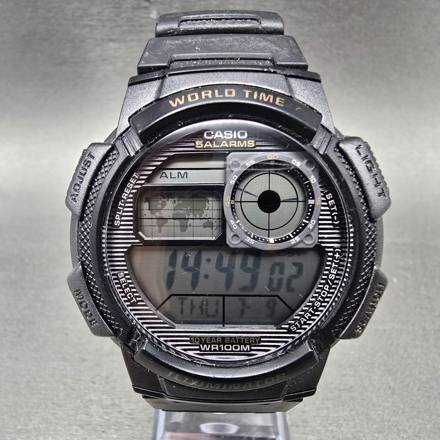 Casio AE-1000W Watch Men 44mm Black Dial Gray Black World Time Digital New Batt0